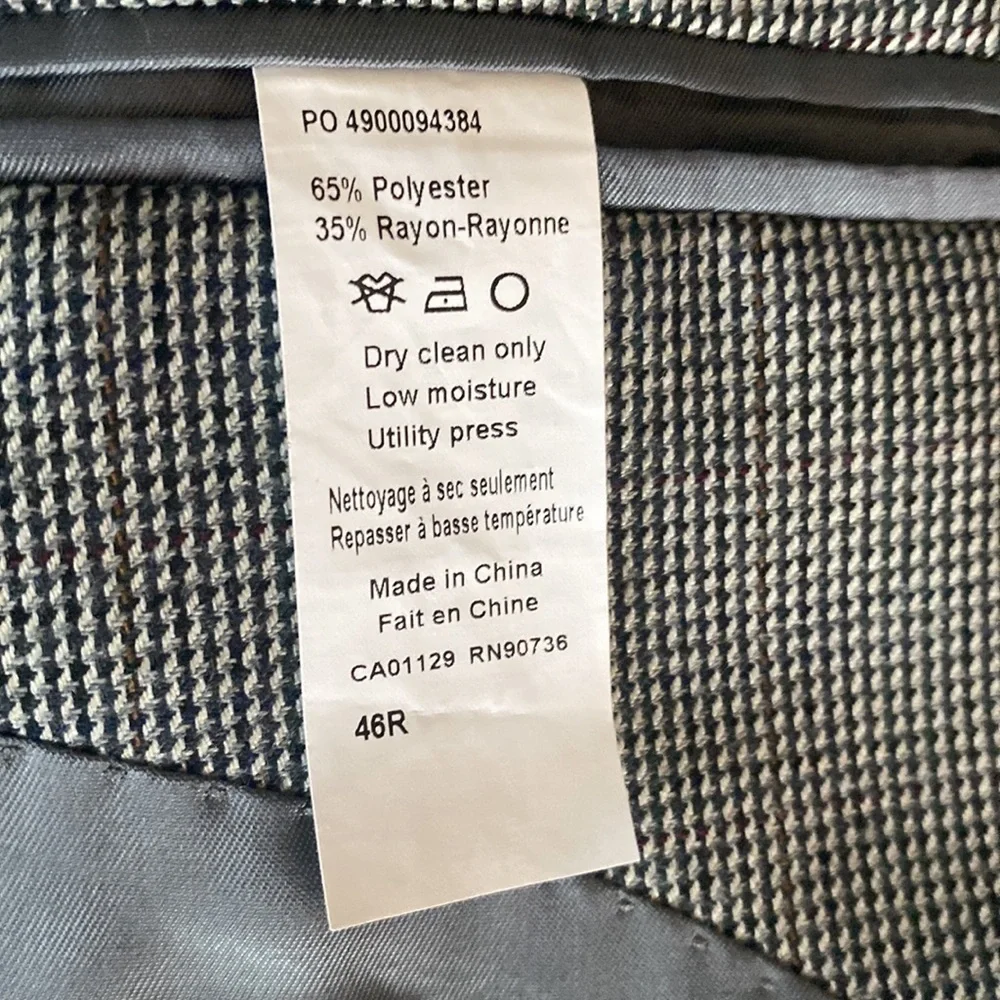 Lauren Ralph‎ Lauren Gray Brown Black Long Sport Coat Blazer Size 46 Regular